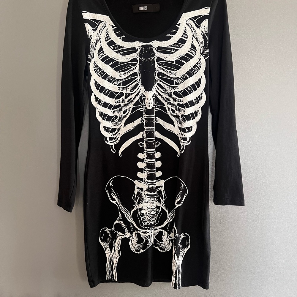 Black Skeleton Print Dress